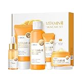Rosarden Vitamin C Skin Care Set, 5-tlg Gesichtspflege Set Inkl. Cleanser Toner Gesichtscreme...