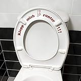 WANDKINGS Toilettenaufkleber Klapp Mich runter!!! 16 x 32 cm - Dunkelrot - 35 Farben zur Wahl