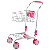 Idena 40250 - Einkaufswagen aus Metall, zusammenklappbarer Wagen mit pinken Details, Zubehör für...