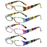 COJWIS 4 Pack Damen Lesebrille Mit Schönes Muster Brille Federscharnierleser für Frauen Reader (4...