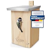 WILDLIFE HOME Nistkasten Meisen mit Metalldach für Blaumeisen & Co. I nach NABU aus verschraubtem...