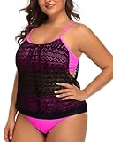 Daci Damen-Tankini, Übergröße, zweiteilig, Bauchkontrolle, Badeanzug, Blouson, Tankini-Top mit...