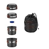 Bulin Camping Kochgeschirr Set,Outdoor Camping Kochset Aluminium,Camping Töpfe und Pfannen für...