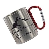 CreaLuxe Edelstahltasse mit Karabiner - Gipfelstürmer (Wunsch Name) - Tasse personalisiert -...