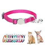 XXS Hundehalsband mit Glöckchen, reflektierendes Sicherheits-Hundehalsband aus weichem Nylon, mit...