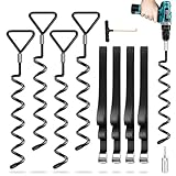 Bodenanker Trampolin 4er Pack | Heavy Duty Erdanker Bodenanker | Bodenanker zum Einschrauben für...