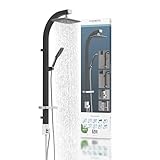 Schütte MADAGASKAR Regendusche mit Handbrause, Brausestange in schwarz mit praktischer Ablage und...