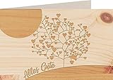 myZirbe Holzkarte - Alles Gute - Baum mit Herzen - 100% handmade in Österreich - Postkarte,...