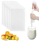 6 Stück Nussmilchbeutel Bio Waschbar, Nut Milk Bag 20×30 cm Feingewebt Passiertuch mit Kordelzug...