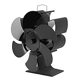 Wärmebetriebener Ofenventilator, schwarz, 6 Flügel, größeres Luftvolumen, Kaminventilator aus...