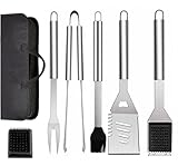 ZWMYF Edelstahl Grillbesteck-Set 6-TLG Professionelle Grill Bestecksets in Tragetasche BBQ...
