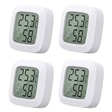 4 Stück Mini LCD Thermometer, Yomisee Thermometer Innen, Hygrometer Innen, Luftfeuchtigkeitsmesser...