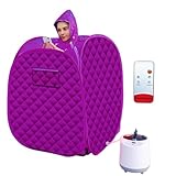 Mobile Mini Dampfsauna, 1000W Heimsauna mit Fernbedienung, 9 Temperaturstufen, 5-95 Min Timer...