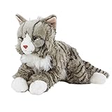 Teddys Rothenburg Kuscheltier Main Coon norwegische Katze liegend grau getigert 38cm Plüschkatze...
