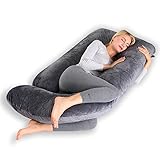 CALIYO Schwangerschaftskissen J Form,Stillkissen XXL-SeitenschläFerkissen mit Bezug,Pregnancy...