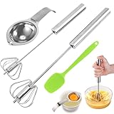 Handschneebesen, 4 Stück Schneebesen aus Edelstahl Set Halbautomatischer Schneebesen Rührbesen...