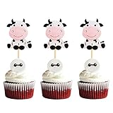 24er Pack Kuh Cupcake Topper Alles Gute zum Geburtstag Cupcake Dekorationen für Baby Shower Kuh...