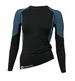 STARK SOUL Damen Seamless Ski Funktionswäsche, Outdoor Unterwäsche (L/XL Hemd schwarz/blau)