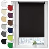 Verdunkelungsrollo Klemmfix ohne Bohren 90cm x 130cm Schwarz Verdunklungsrollo Fensterrollo Rollo...