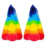 Schwimmflossen | Schnorchelflossen für Kinder | Regenbogen-Schwimmflossen aus Silikon | Bequeme...