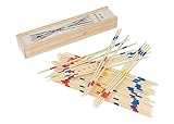 HENBRANDT Mikado Stäbchen, Holzkiste mit 41-Teilig, 19cm Pickup Sticks Familienspiele Tischplatte...