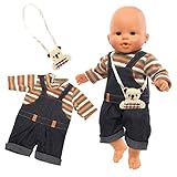 Miunana Kleidung Bekleidung Outfits für Baby Puppen, Puppenkleidung 35-43 cm, Latzhose mit...