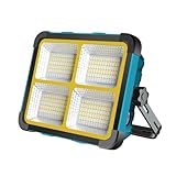 Eraylife LED Baustrahler Akku 100W mit Doppeltem Solarpanel, Tragbare LED Strahler Akku 12000mAh, 5...