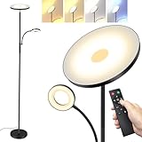 LED Stehlampe Wohnzimmer Dimmbar, 42W 3600LM Deckenfluter mit Leselampe, Fernbedienung &...
