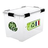 Iris Ohyama Luftdichte Kunststoff-Aufbewahrungsboxen mit Deckel, 70L, Transparent, Hermetischer...