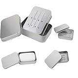 4 Stück Seifenschalen Seifenschale mit Deckel und Ablauf Seifenbox aus Aluminium Seifendose Reise...