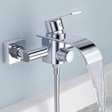 KULACO Badewannenarmatur Wasserfall, Wasserhahn Badewanne aus Messing, Armatur Badewanne mit...