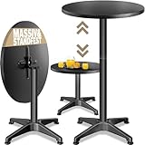 Casaria® 2in1 Stehtisch Höhenverstellbar Klappbar 70 cm / 115 cm Aluminium Wetterfest Ø 60 cm...