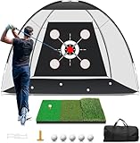 10x7FT Golf-Übungsnetz mit Matte - Komplettes Schlag- und Chipping-Trainings-Set für den Innen-...