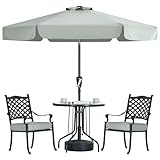 MasterCanopy 230 cm Sonnenschirm neigungsverstellbar, mit schönem Volant, 6 Rippen und Kurbel, für...