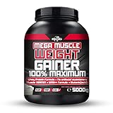 BWG Mega Muscle Weight Gainer 100% Maximum - perfekt für HardGainer und Massephasen – Kraftaufbau...