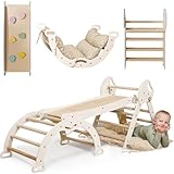 Goodevas 5-in-1 Montessori Klettergerüst Set: Indoor Kletterdreieck, Kletterbogen mit Kissen, und...