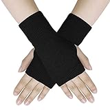 Dokpav Winter Fingerlose Fäustlinge Damen Wolle Warm Fingerhandschuhe Halb Strick Handschuhe...