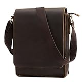 Leathario Herren Umhängetasche Schultertasche Leder 9.7Zoll Ipad mit 5 Steckfächern 25 x 7 x 31 cm...