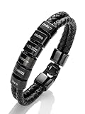 MYCLUSIV® Personalisiertes Lederarmband Herren Schwarz mit Namen - Armband mit Gravur -...