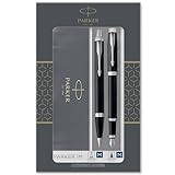 Parker IM Duo-Geschenkset mit Kugelschreiber und Füller | Hochglänzend Schwarz mit Chromzierteilen...