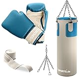 ScSPORTS® Boxsack - Set, 25kg, Gefüllt, mit Boxhandschuhen (12oz), Bandagen, Nylongurt, Tasche,...