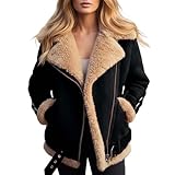 Lederjacke Damen Gefüttert Winterjacke Damen Warm Leder Jacke Damen Winter Ledermantel Frauen...