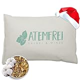 Herbalind Kräuterkissen Atemfrei Deko Kissen mit Füllung - Erkältungskissen Salbei Minze ohne...