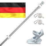 Fahnenmast aus Aluminium mit 150cm Fahnenmasthalter aus Edelstahl, Edelstahl Fahnenstange kit mit...