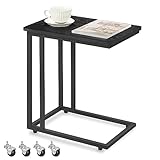 VASAGLE Beistelltisch, Sofatisch mit Rollen, C-Form, mobiler Kaffeetisch, 35 x 50 x 60 cm,...
