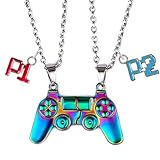 Bixorp Gamer Freundschaftskette für 2 - Magnetische BFF Kette - Controller Anhänger mit P1 & P2 -...