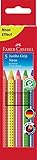 Faber-Castell 110994 - Jumbo Buntstifte Set GRIP Neon, 5-teilig, bruchsicher, für Kinder und...