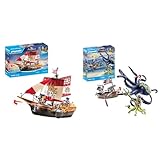 PLAYMOBIL Pirates 71418 Piratenschiff, aufregende Abenteuer auf hoher See & Pirates 71419 Kampf...