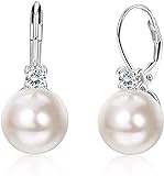 Milacolato 925 Sterling Silber Perlenohrringe für Damen 18Karat Weißgold Überzogene Perlen...