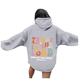 Hoody Damen Mit Kapuze Norweger Pullover Oversize Sweatshirt Mädchen Shirts Gym Huddy Sweatshirts...